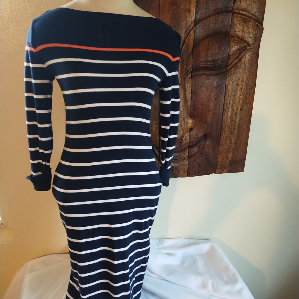 Polo Ralph Lauren Navy Striped Long Sleeve Dress
